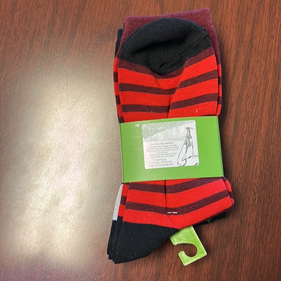 3 KATE SPADE Red Brown Stripe Floral Polka Dot Trouser Crew Socks NIP Holiday - Picture 6 of 12